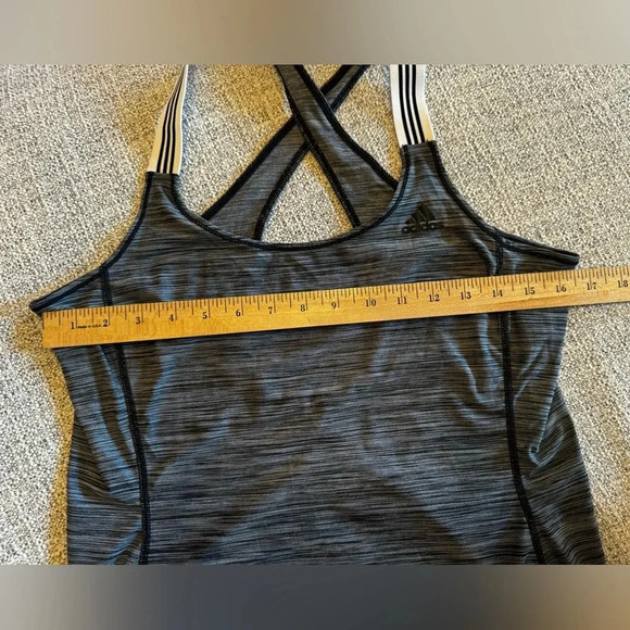 Adidas Criss Cross Back Performance Black Grey Tank Top Workout Sz S - Picture 8 of 9